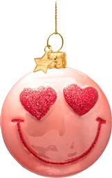 ΧΡΙΣΤΟΥΓΕΝΝΙΑΤΙΚΟ ΓΥΑΛΙΝΟ ΣΤΟΛΙΔΙ ''PINK ORANGE SMILEY'' 7,5 CM - 1250612075012 ΡΟΖ VONDELS