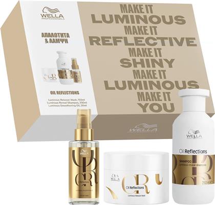 PROFESSIONALS PROMO OIL REFLECTIONS LUMINOUS SMOOTHENING HAIR OIL 30ML & REBOOST MASK 150ML & LUMINOUS REVEAL SHAMPOO 250ML WELLA