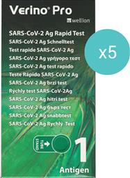 ΣΕΤ VERINO PRO SARS-COV-2 AG RAPID SELF TEST ΔΙΑΓΝΩΣΤΙΚΑ ΤΕΣΤ COVID-19 ΤΑΧΕΙΑΣ ΑΝΙΧΝΕΥΣΗΣ ΑΝΤΙΓΟΝΟΥ ΜΕ ΡΙΝΟΦΑΡΥΓΓΙΚΟ ΔΕΙΓΜΑ 5 ΤΕΜΑΧΙΑ WELLION