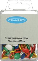 ΠΙΝΕΖΕΣ ΠΟΛΥΧΡΩΜΕΣ 100 ΤΕΜΑΧΙΑ WELLSET