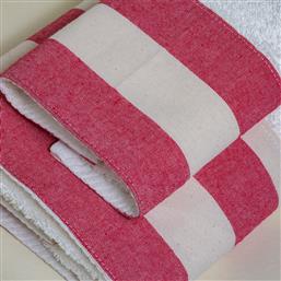 ΠΕΤΣΕΤΑ ΠΡΟΣΩΠΟΥ (50X100) STRIPE RED WHITE 600GSM WHITE FABRIC