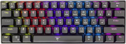 SHINOBI GAMING ΜΗΧΑΝΙΚΟ ΕΝΣΥΡΜΑΤΟ ΠΛΗΚΤΡΟΛΟΓΙΟ 60% ΜΕ OUTEMU BLUE ΔΙΑΚΟΠΤΕΣ ΚΑΙ RGB ΜΑΥΡΟ (US) WHITE SHARK