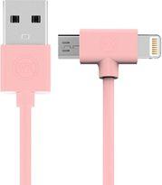 CHARGING CABLE 2IN1 I6/MICRO PINK 1M AXE WK