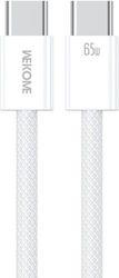 CHARGING CABLE 65W TYPE-C/TYPE-C WHITE 1M WDC-21 WK