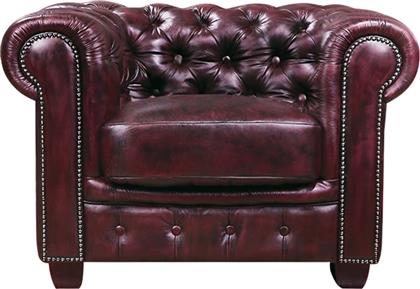 ΠΟΛΥΘΡΟΝΑ CHESTERFIELD C56173 ΑΠΟ ΔΕΡΜΑ - ΑΝΤΙΚΕ ΚΟΚΚΙΝΗ WOODWELL