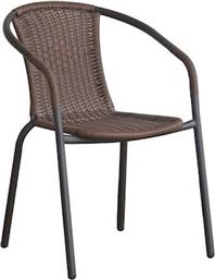 ΠΟΛΥΘΡΟΝΑ STEEL - BROWN WICKER ΠΛΑΤΟΣ:53CM X ΒΑΘΟΣ:58CM X ΥΨΟΣ:77CM WOODWELL