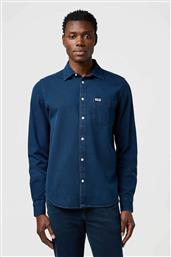 ΑΝΔΡΙΚΟ DENIM ΠΟΥΚΑΜΙΣΟ ΜΕ ΤΣΕΠΗ ΚΑΙ ΛΟΓΟΤΥΠΟ REGULAR FIT - 112371548 DENIM BLUE WRANGLER