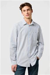 ΑΝΔΡΙΚΟ ΠΟΥΚΑΜΙΣΟ ΜΕ ΡΙΓΕ ΣΧΕΔΙΟ ΚΑΙ ΤΣΕΠΗ ΜΕ ΛΟΓΟΤΥΠΟ REGULAR FIT - 112372981 ΜΠΛΕ ΑΝΟΙΧΤΟ WRANGLER