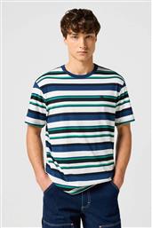 ΑΝΔΡΙΚΟ T-SHIRT ΜΕ ΡΙΓΕ ΣΧΕΔΙΟ ΚΑΙ ΛΟΓΟΤΥΠΟ REGULAR FIT - 112357450 ΜΠΛΕ ΣΚΟΥΡΟ WRANGLER