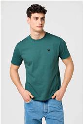 ΑΝΔΡΙΚΟ T-SHIRT ΜΟΝΟΧΡΩΜΟ ΜΕ ΚΕΝΤΗΜΕΝΟ ΛΟΓΟΤΥΠΟ ''SIGN OFF'' - 112371479 ΠΡΑΣΙΝΟ WRANGLER