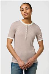 ΓΥΝΑΙΚΕΙΑ ΠΛΕΚΤΗ ΜΠΛΟΥΖΑ HENLEY ΜΕ ΡΙΓΕ ΣΧΕΔΙΟ SLIM FIT - 112370741 ΚΑΦΕ ΑΝΟΙΧΤΟ WRANGLER