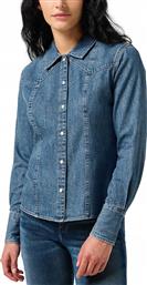 ΓΥΝΑΙΚΕΙΟ DENIM ΠΟΥΚΑΜΙΣΟ ΜΕ ΡΑΦΕΣ REGULAR FIT ''EXAG YOKE'' - 112356476 DENIM BLUE WRANGLER