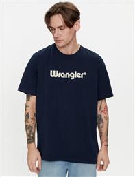 T-SHIRT LOGO 112350524 ΣΚΟΥΡΟ ΜΠΛΕ REGULAR FIT WRANGLER από το MODIVO