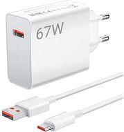 WALL CHARGING 67W USB TYPE-A + TYPE-C CABLE WHITE BHR9465EU XIAOMI