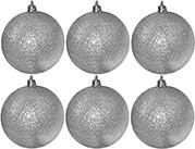 ΜΠΑΛΑ GLITTER ΠΑΚ=6ΤΕΜ Φ6 6CM ΑΣΗΜΙ XMASFEST