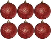 ΜΠΑΛΑ GLITTER ΠΑΚ=6ΤΕΜ Φ6 6CM ΚΟΚΚΙΝΗ XMASFEST