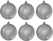 ΜΠΑΛΑ GLITTER ΠΑΚ=6ΤΕΜ Φ8 8CM ΑΣΗΜΙ XMASFEST