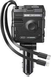 CAR CHARGER CC66 104W 1X USB 1X USB-C BLACK WITH CABLE USB-C AND CABLE LIGHTNING XO