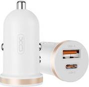 CC69 UNIVERSAL ΦΟΡΤΙΣΤΗΣ ΑΥΤΟΚΙΝΗΤΟΥ ΜΕ 2 ΕΞΟΔΟΥΣ 1X USB-A & 1X USB-C ΚΑΙ ΜΕ ΚΑΛΩΔΙΟ WHITE XO