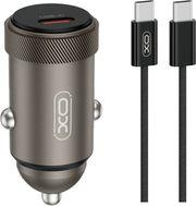 CC70 UNIVERSAL ΦΟΡΤΙΣΤΗΣ ΑΥΤΟΚΙΝΗΤΟΥ USB-C ΚΑΙ ΜΕ ΑΠΟΣΠΩΜΕΝΟ ΚΑΛΩΔΙΟ ΣΕ ΓΚΡΙ ΧΡΩΜΑ XO