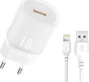 L157(EU) QC3.0 18W CHARGER WITH LIGHTNING CABLE (NB103) XO
