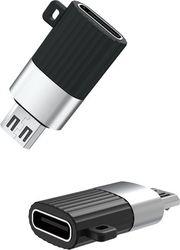 NB149-C ΑΝΤΑΠΤΟΡΑΣ USB HIGH-SPEED TYPE-C ΘΗΛ. - MICRO USB ΑΡΣ. ΣΕ ΜΑΥΡΟ/ΑΣΗΜΙ ΧΡΩΜΑ XO