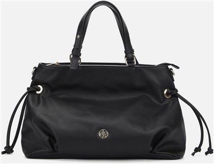 ? ΓΥΝΑΙΚΕΙΑ ΤΣΑΝΤΑ SHOPPER ΜΕ FAUX LEATHER ΚΑΙ ΜΕΤΑΛΛΙΚΟ ΛΟΓΟΤΥΠΟ - DAF002F6 ΜΑΥΡΟ YNOT