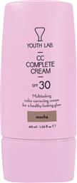 CC COMPLETE CREAM SPF30 ΕΝΥΔΑΤΙΚΗ ΚΡΕΜΑ ΠΡΟΣΩΠΟΥ ΚΑΤΑ ΤΩΝ ΚΗΛΙΔΩΝ & ΤΩΝ ΑΤΕΛΕΙΩΝ ΓΙΑ ΟΜΟΙΟΜΟΡΦΟ ΤΟΝΟ ΥΨΗΛΗΣ ΠΡΟΣΤΑΣΙΑΣ ΜΕ ΧΡΩΜΑ 40ML - MOCHA (DARK) YOUTH LAB