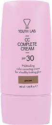 CC COMPLETE CREAM SPF30 ΕΝΥΔΑΤΙΚΗ ΚΡΕΜΑ ΠΡΟΣΩΠΟΥ ΚΑΤΑ ΤΩΝ ΚΗΛΙΔΩΝ & ΤΩΝ ΑΤΕΛΕΙΩΝ ΓΙΑ ΟΜΟΙΟΜΟΡΦΟ ΤΟΝΟ ΥΨΗΛΗΣ ΠΡΟΣΤΑΣΙΑΣ ΜΕ ΧΡΩΜΑ 40ML - PECAN (VERY DARK) YOUTH LAB