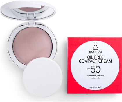 OIL FREE COMPACT SPF50 COMBINATION OILY SKIN ΑΝΤΗΛΙΑΚΗ ΚΡΕΜΑ ΥΨΗΛΗΣ ΠΡΟΣΤΑΣΙΑΣ & ΜΑΤ ΑΠΟΤΕΛΕΣΜΑΤΟΣ MEDIUM COLOR 10GR YOUTH LAB