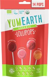 ORGANIC RED FRUITS LOLLIPOPS ΒΙΟΛΟΓΙΚΑ ΓΛΕΙΦΙΤΖΟΥΡΙΑ ΜΕ ΓΕΥΣΗ ΡΟΔΙ, ΚΑΡΠΟΥΖΙ, ΦΡΑΟΥΛΑ & ΡΟΔΑΚΙΝΟ 14 ΤΕΜΑΧΙΑ YUMEARTH