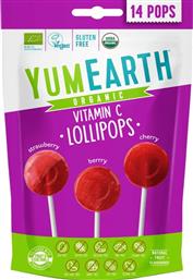 ORGANIC VITAMIN C STRAWBERRY, BERRY & CHERRY LOLLIPOPS ΒΙΟΛΟΓΙΚΑ ΓΛΕΙΦΙΤΖΟΥΡΙΑ ΜΕ ΓΕΥΣΗ ΦΡΑΟΥΛΑ, ΜΟΥΡΟ & ΚΕΡΑΣΙ ΜΕ ΦΥΣΙΚΗ ΒΙΤΑΜΙΝΗ C 14 ΤΕΜΑΧΙΑ YUMEARTH