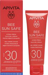 BEE SUN SAFE HYDRA FRESH FACE GEL-CREAM WITH MARINE ALGAE & PROPOLIS SPF30, LIGHT TEXTURE 50ML APIVITA