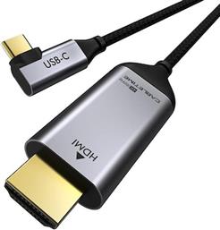 ΚΑΛΩΔΙΟ USB-C 90 DEGREE ΣΕ HDMI C160, COAXIAL, 4K, 1.8M, ΜΑΥΡΟ CABLETIME