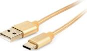 CCB-MUSB2B-AMCM-6-G COTTON BRAIDED TYPE-C USB CABLE METAL CONNECTORS 1.8M BLISTER GOLD CABLEXPERT
