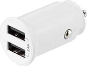 USB-CAR125 USB CAR CHARGER 2X USB-A 2 4 A TOTAL 12 W WHITE DELTACO