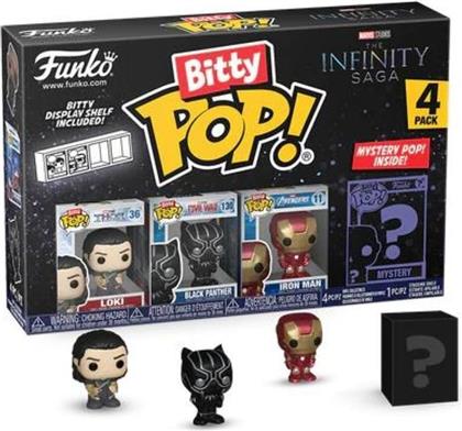 BITTY POP! - MARVEL - LOKI, BLACK PANTHER, IRON MAN AND CHASE MYSTERY 4-PACK FUNKO
