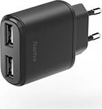 201627 CHARGER WITH 2X USB-A PORTS, 12 W, BLACK HAMA