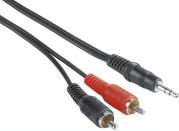 205107 AUDIO CONNECTING CABLE 2 RCA MALE PLUGS - 3.5 MM MALE PLUG STEREO 5 M HAMA