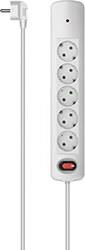 223054 POWER STRIP, 5-WAY, SURGE VOLTAGE PROTECTION, SWITCH, WALL MOUNTING, 1.5 M, WHITE HAMA