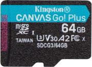 SDCG3/64GBSP CANVAS GO PLUS 64GB MICRO SDXC CLASS 10 UHS-I U3 V30 A2 KINGSTON