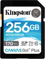 SDG3/256GB CANVAS GO PLUS 256GB SDXC 170R CLASS 10 UHS-I U3 V32 KINGSTON