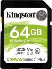 SDS2/64GB 64GB SDXC CANVAS SELECT PLUS 100R C10 UHS-I U1 V10 KINGSTON