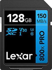 HIGH-PERFORMANCE 800X PRO 128GB SDXC UHS-I C10 U3 V30 BLUE SERIES LSD0800P128G-BNNNG LEXAR