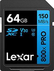 HIGH-PERFORMANCE 800X PRO 64GB SDXC UHS-I C10 U3 V30 BLUE SERIES LSD0800P064G-BNNNG LEXAR