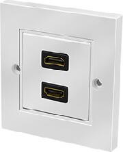 AH0018 HDMI WALL PLATE WITH 2X HDMI-A COUPLER 2X FEMALE WHITE LOGILINK
