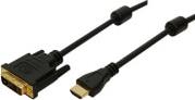 CH0015 HDMI TO DVI-D CABLE GOLD PLATED 5.0M BLACK LOGILINK