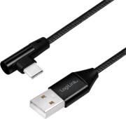CU0138 USB 2.0 CABLE USB-A MALE TO USB-C (90° ANGLED) MALE 1M LOGILINK