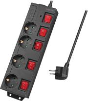 LPS251 SOCKET OUTLET 4-WAY WITH 5 SWITCHES 1.5M BLACK LOGILINK