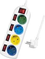 LPS257 SOCKET OUTLET 4-WAY WITH 5 SWITCHES 1.5M MULTICOLOR LOGILINK από το e-SHOP